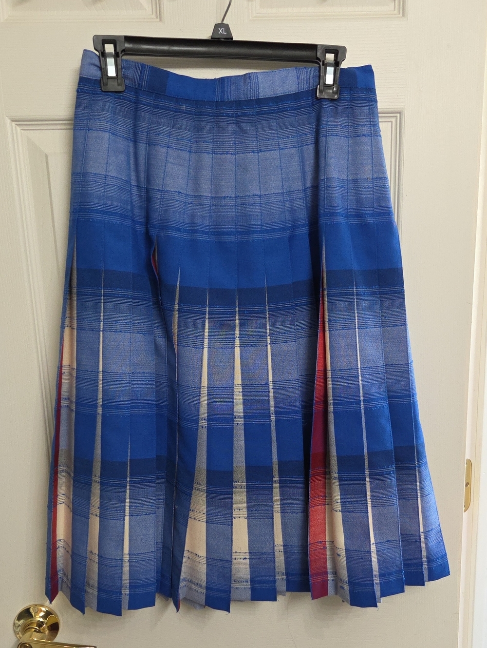 Vintage Pendelton Red/white/blue Plaid Pleated Midi Skirt
